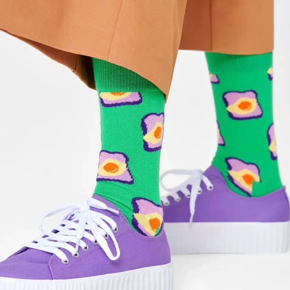 🆕 2 Pair Eggs Avocado Toast Socks & New York City Skyline Graphic Novelty Socks